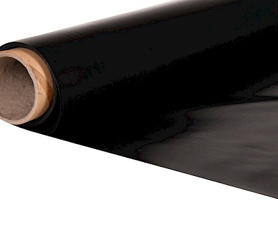 Versterkt PVC zeildoek voor dekzeil, sepelon zwart 150 cm, 260 gr/m²