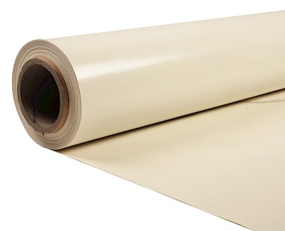 Versterkt PVC zeildoek voor dekzeil, crème RAL 9001 250 cm, 650 gr/m²
