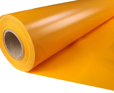 Versterkt PVC zeildoek voor dekzeil, geel RAL 1003 250 cm, 650 gr/m²