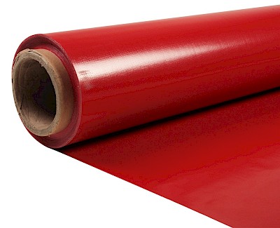 Versterkt PVC zeildoek voor dekzeil, rood RAL 3002 250 cm, 650 gr/m²