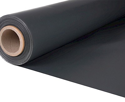 Versterkt PVC zeildoek voor dekzeil, antracietgrijs RAL 7024 250 cm, 650 gr/m²