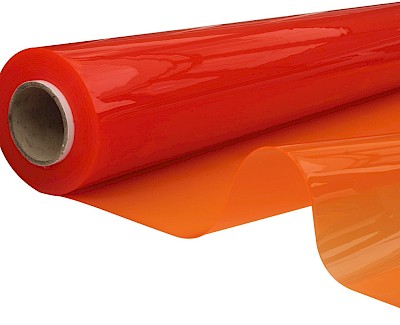 Oranje transparante plastic folie, 140 cm, 0,60 mm