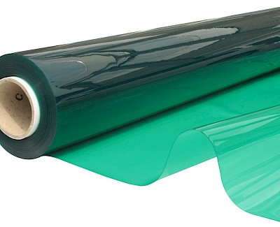 Groene transparante plastic folie, 140 cm, 0,60 mm